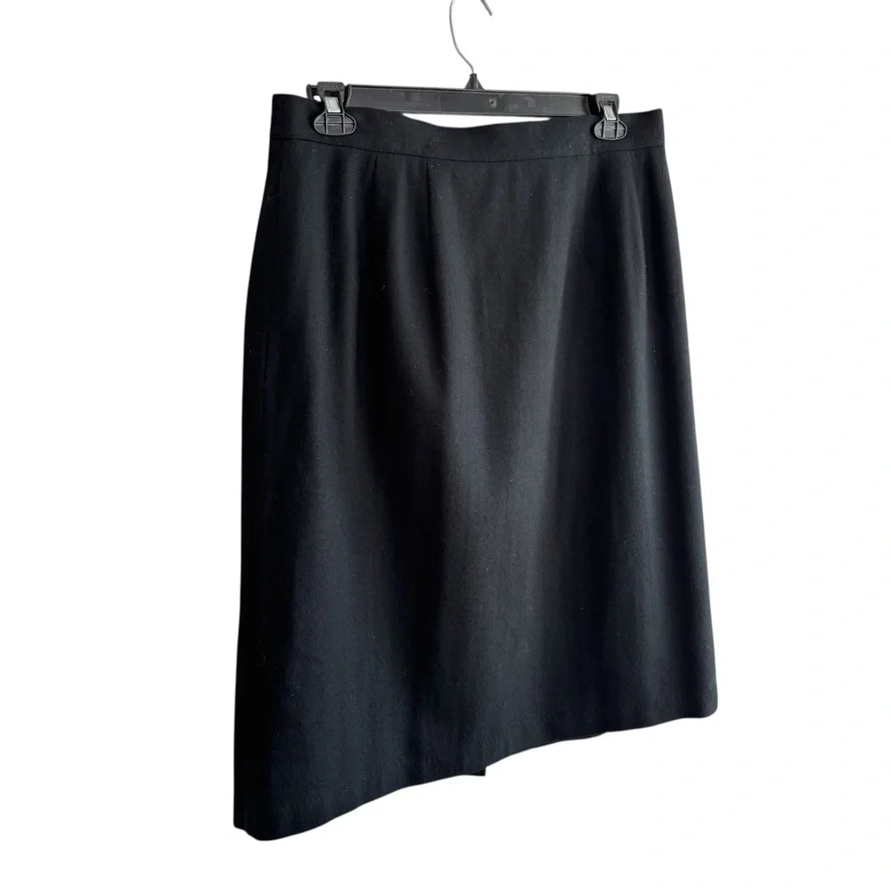 Sag Harbor Black Skirt 100% Wool Size 18W Midi Comfort Elastic In Waist Academia